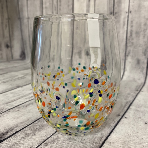 NEW! PEBBLED HAND BLOWN STEMLESS WINE GLASS - Picture 2 of 4